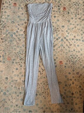 Strapless Gray Jersey Jumpsuit